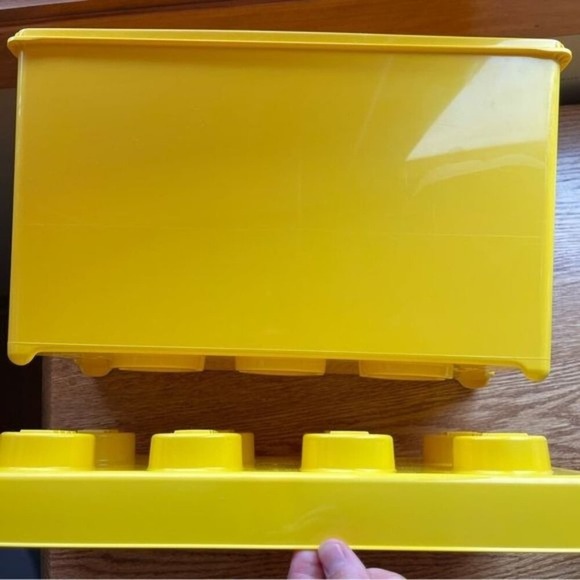 Lego Storage Box Yellow Covered Stackable Tub Lid Store Toys 14x10x7 inches Gift - Picture 7 of 12
